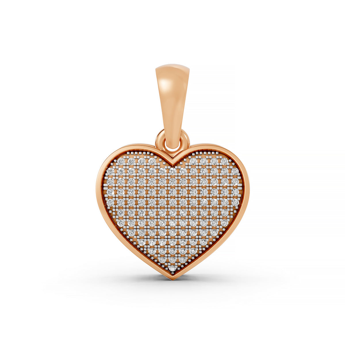 14K Yellow Gold Pavé Diamond Heart Pendant