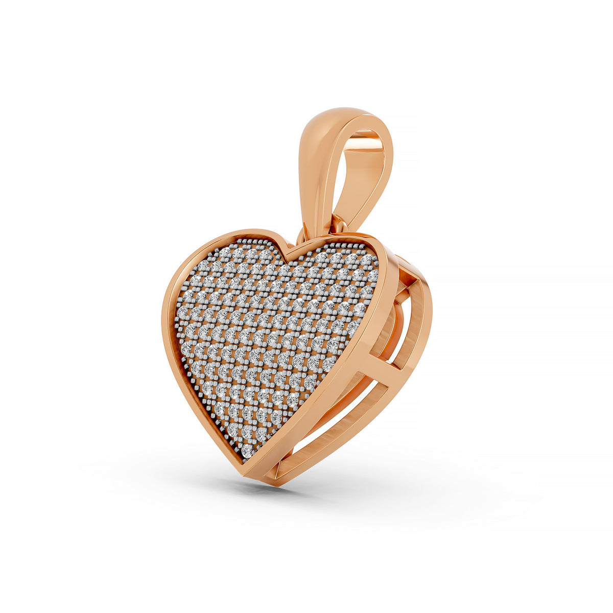 14K Yellow Gold Pavé Diamond Heart Pendant