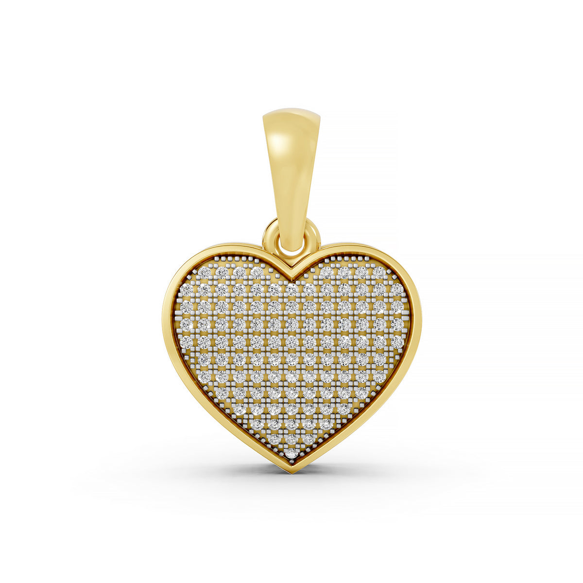 14K Yellow Gold Pavé Diamond Heart Pendant