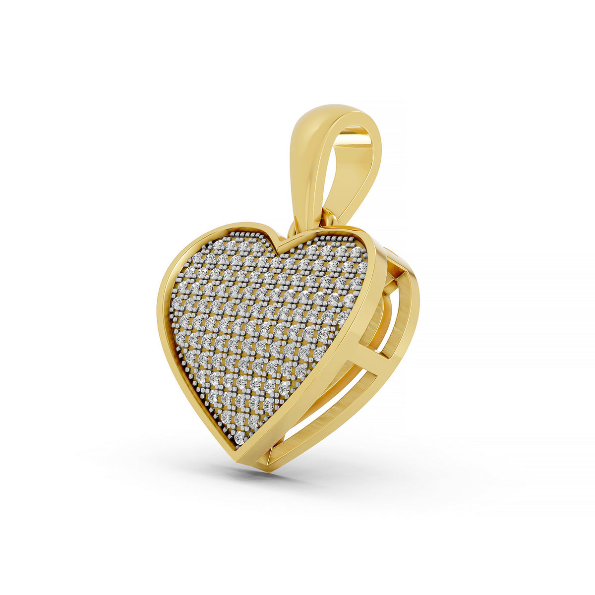 14K Yellow Gold Pavé Diamond Heart Pendant