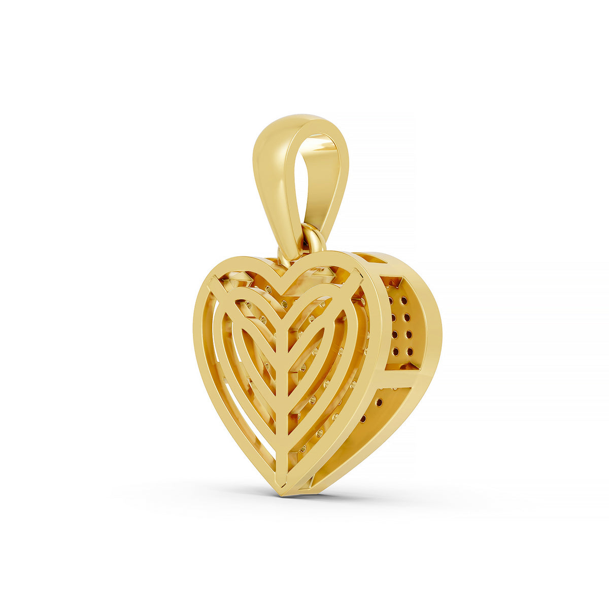 14K Yellow Gold Pavé Diamond Heart Pendant
