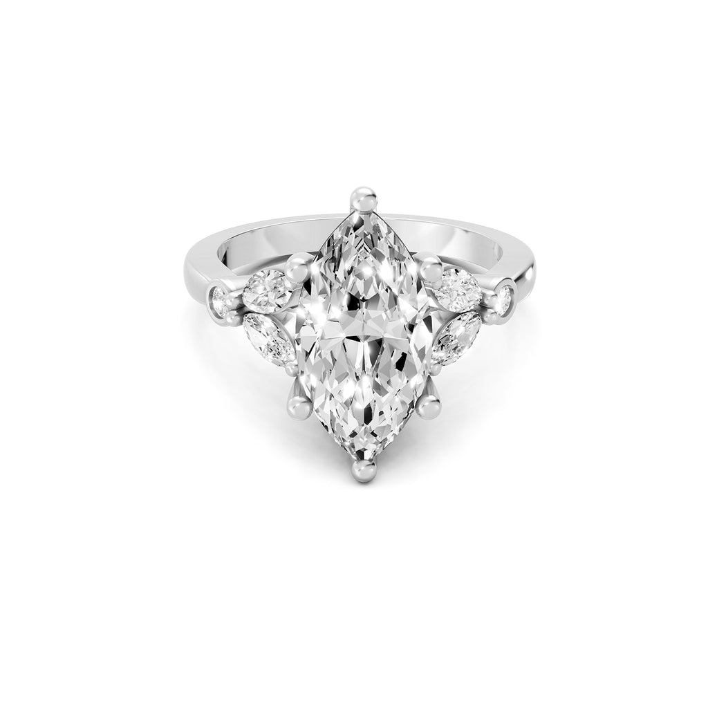 Oval Lab-Grown Diamond Floral Accent Ring