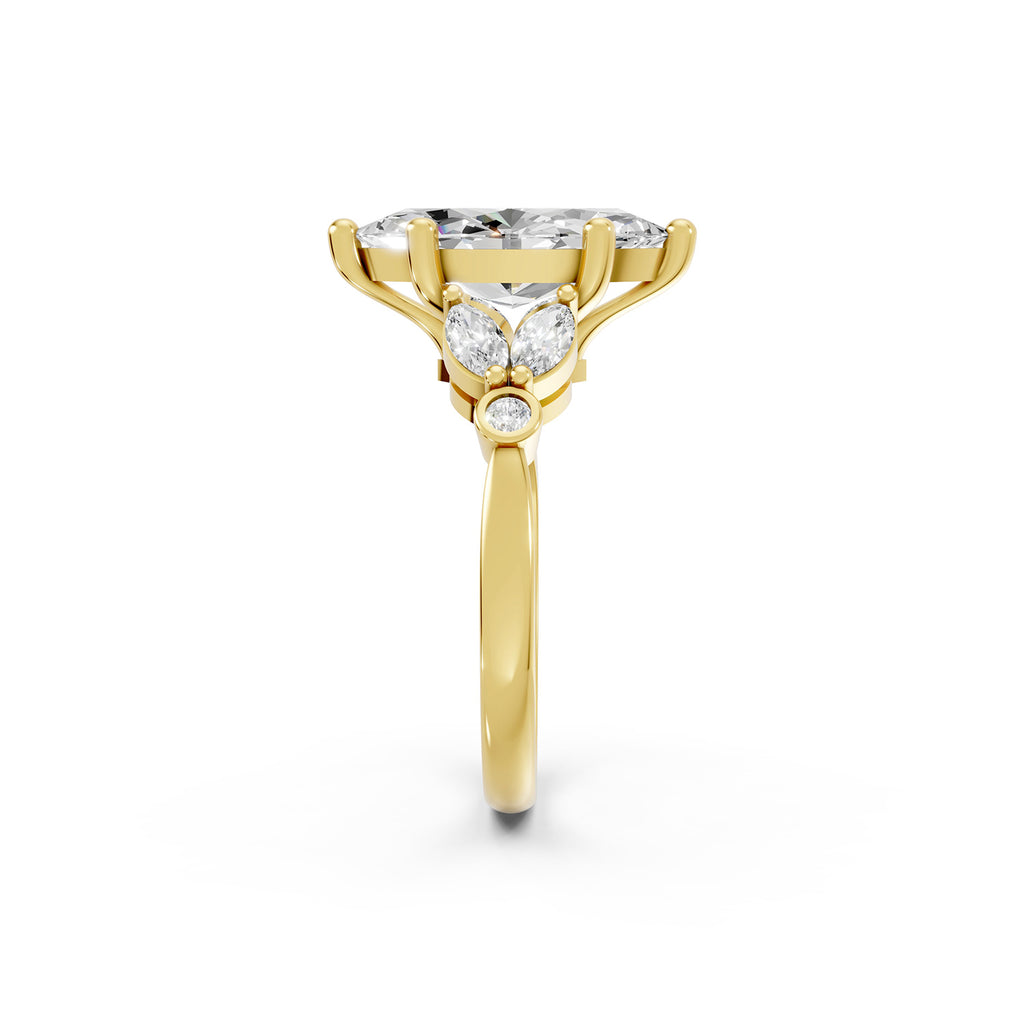 Oval Lab-Grown Diamond Floral Accent Ring