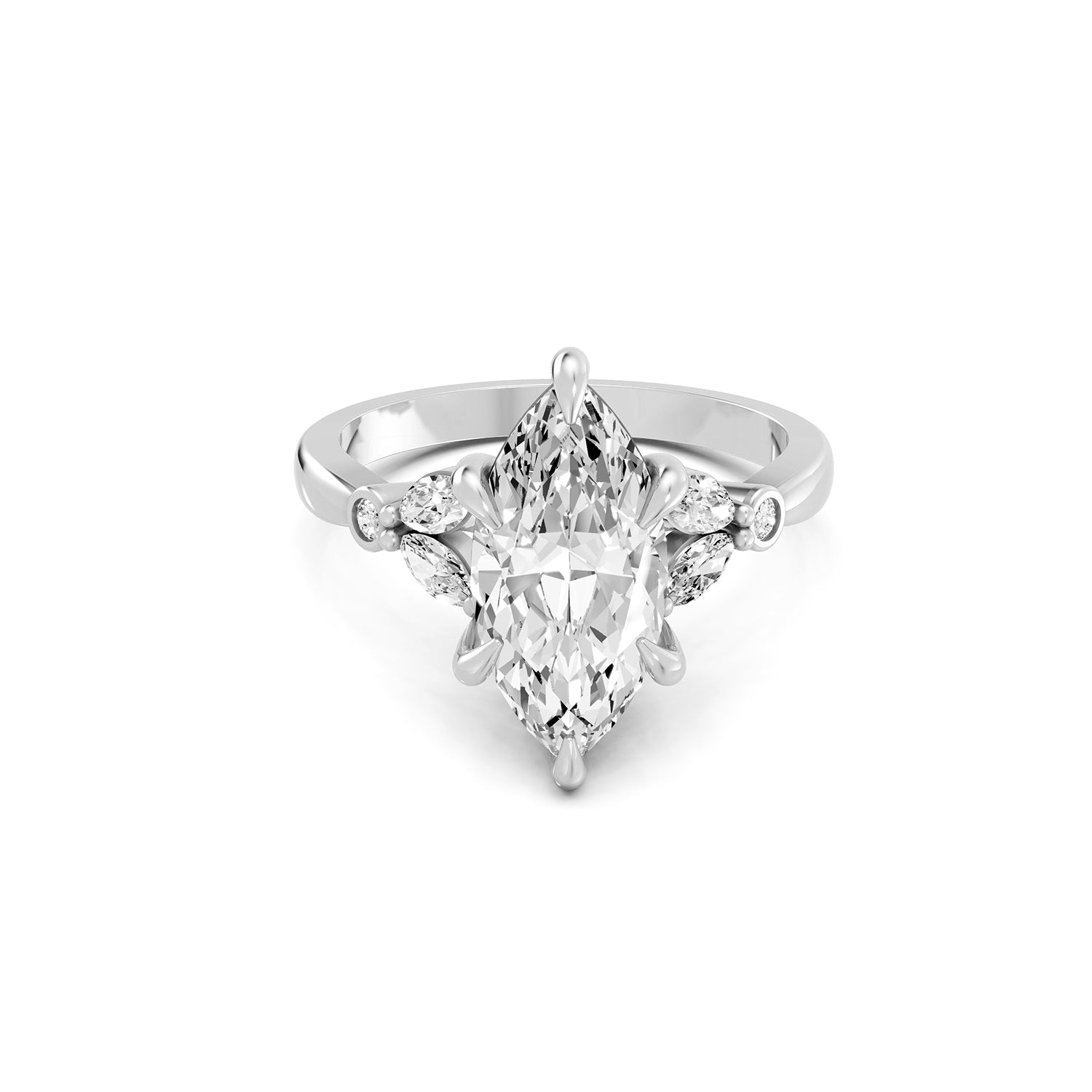 Marquise Cut Lab-Grown Diamond Floral Accent Ring