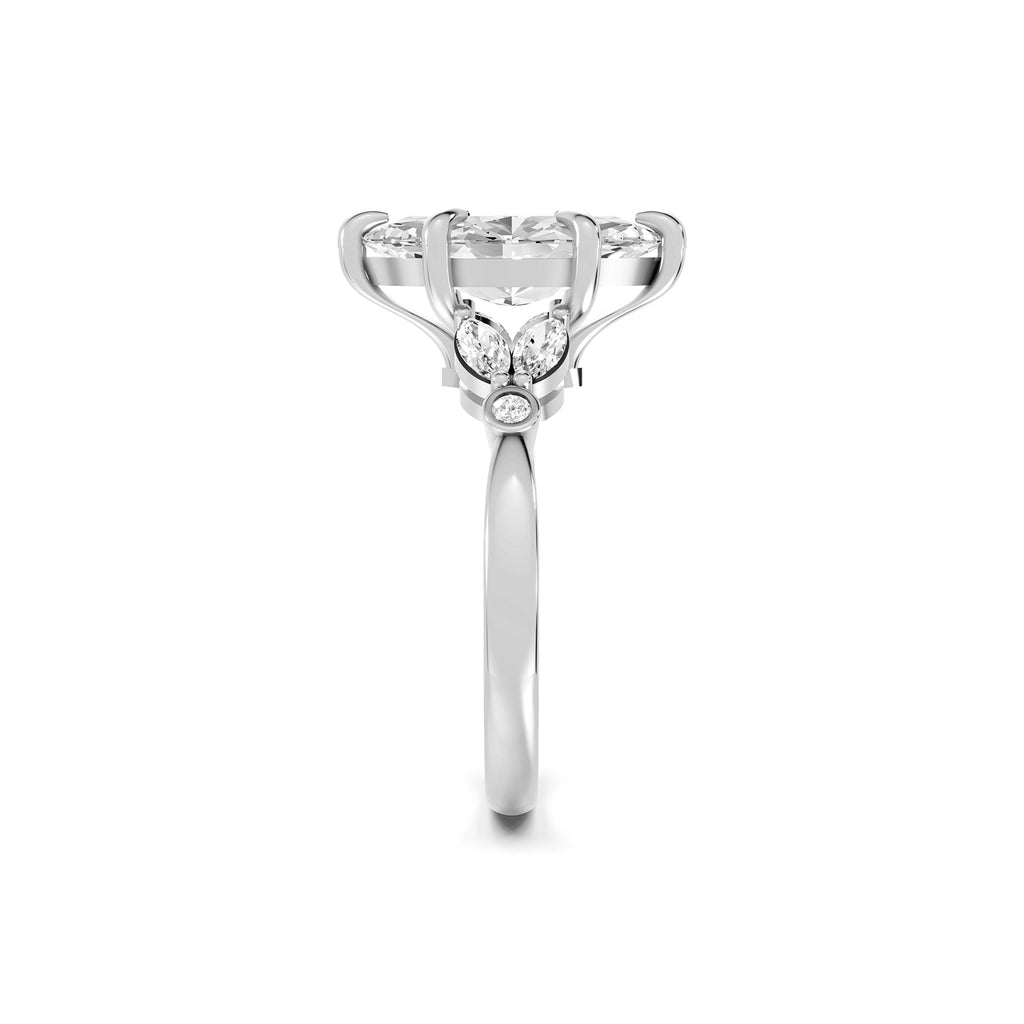 Marquise Cut Lab-Grown Diamond Floral Accent Ring