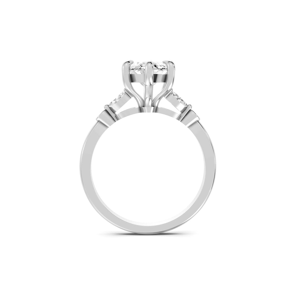 Marquise Cut Lab-Grown Diamond Floral Accent Ring