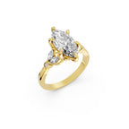 Marquise Cut Lab-Grown Diamond Floral Accent Ring