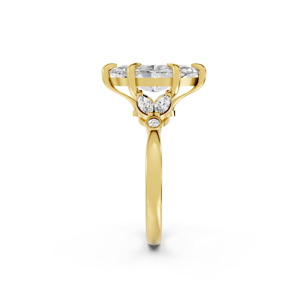 Marquise Cut Lab-Grown Diamond Floral Accent Ring