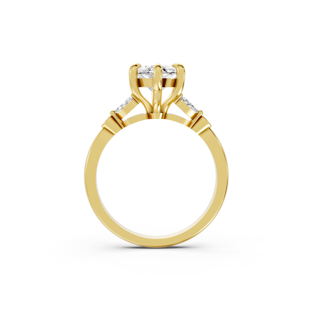 Marquise Cut Lab-Grown Diamond Floral Accent Ring