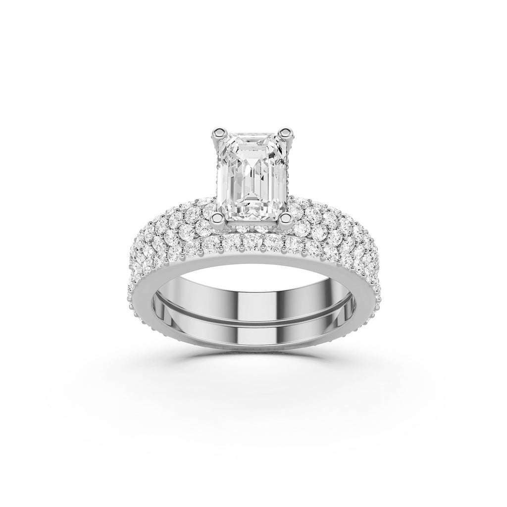 Emerald Cut Lab-Grown Diamond Bridal Ring Set