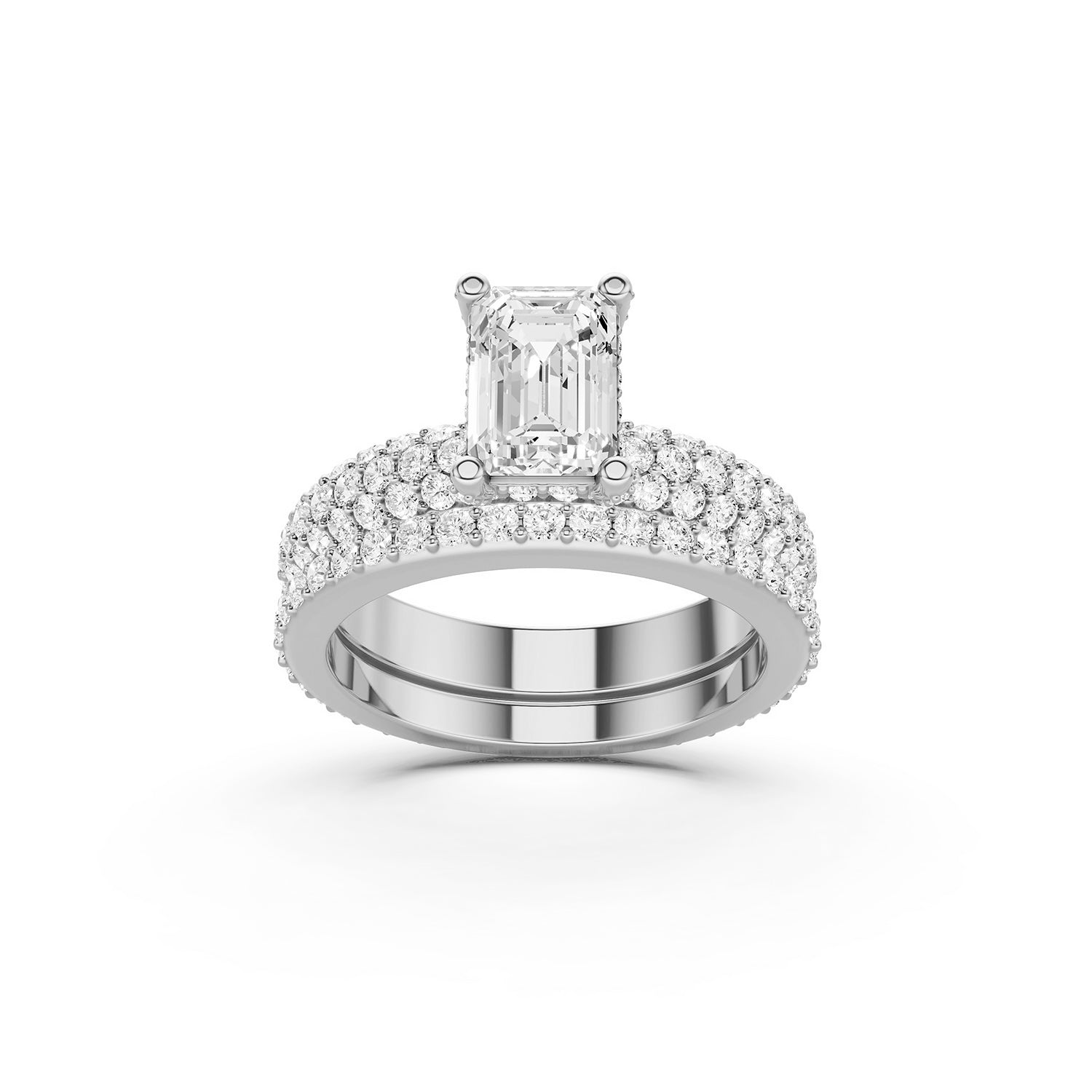 Emerald Cut Lab-Grown Diamond Bridal Ring Set
