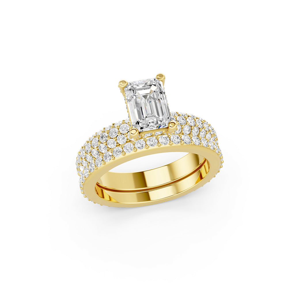 Emerald Cut Lab-Grown Diamond Bridal Ring Set