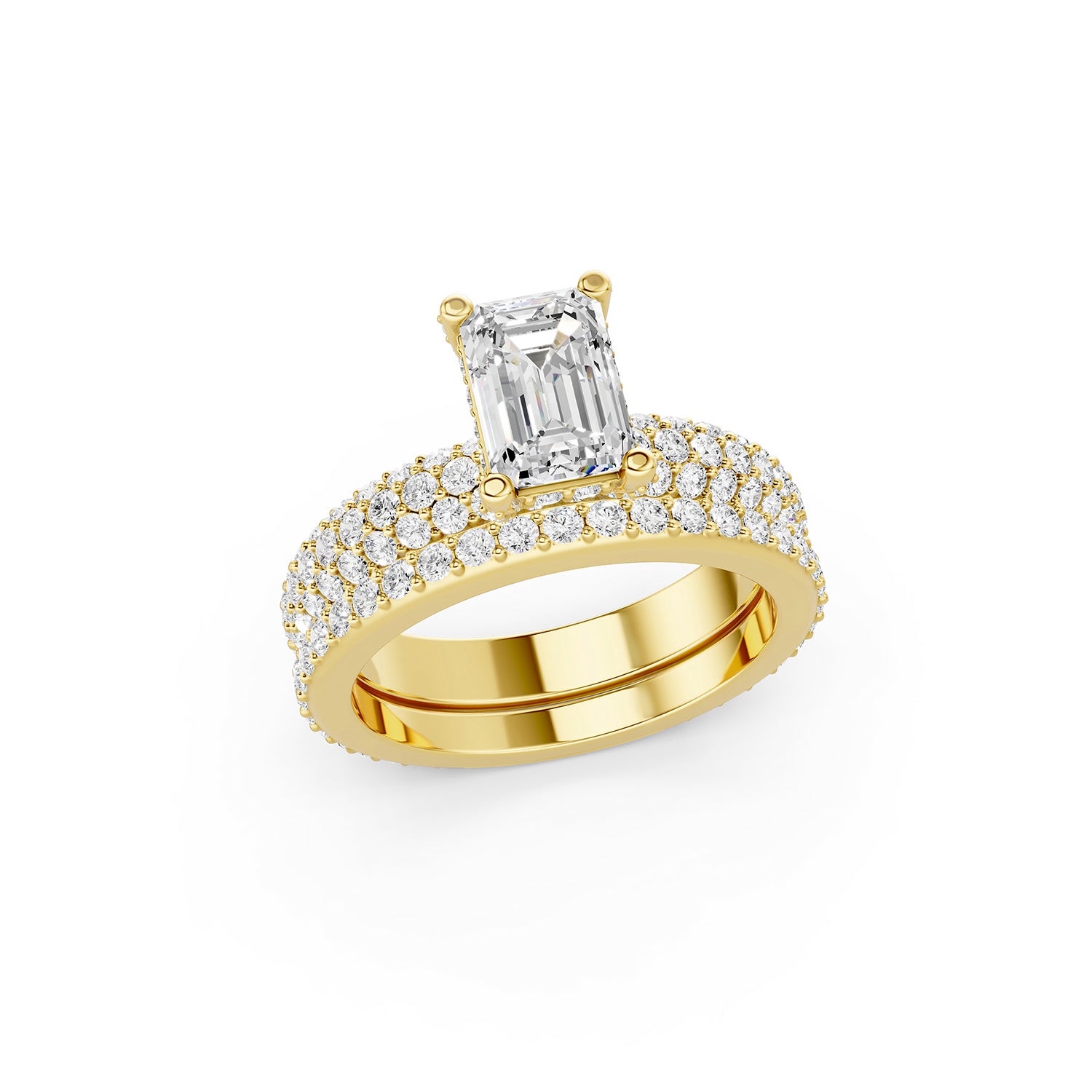 Emerald Cut Lab-Grown Diamond Bridal Ring Set