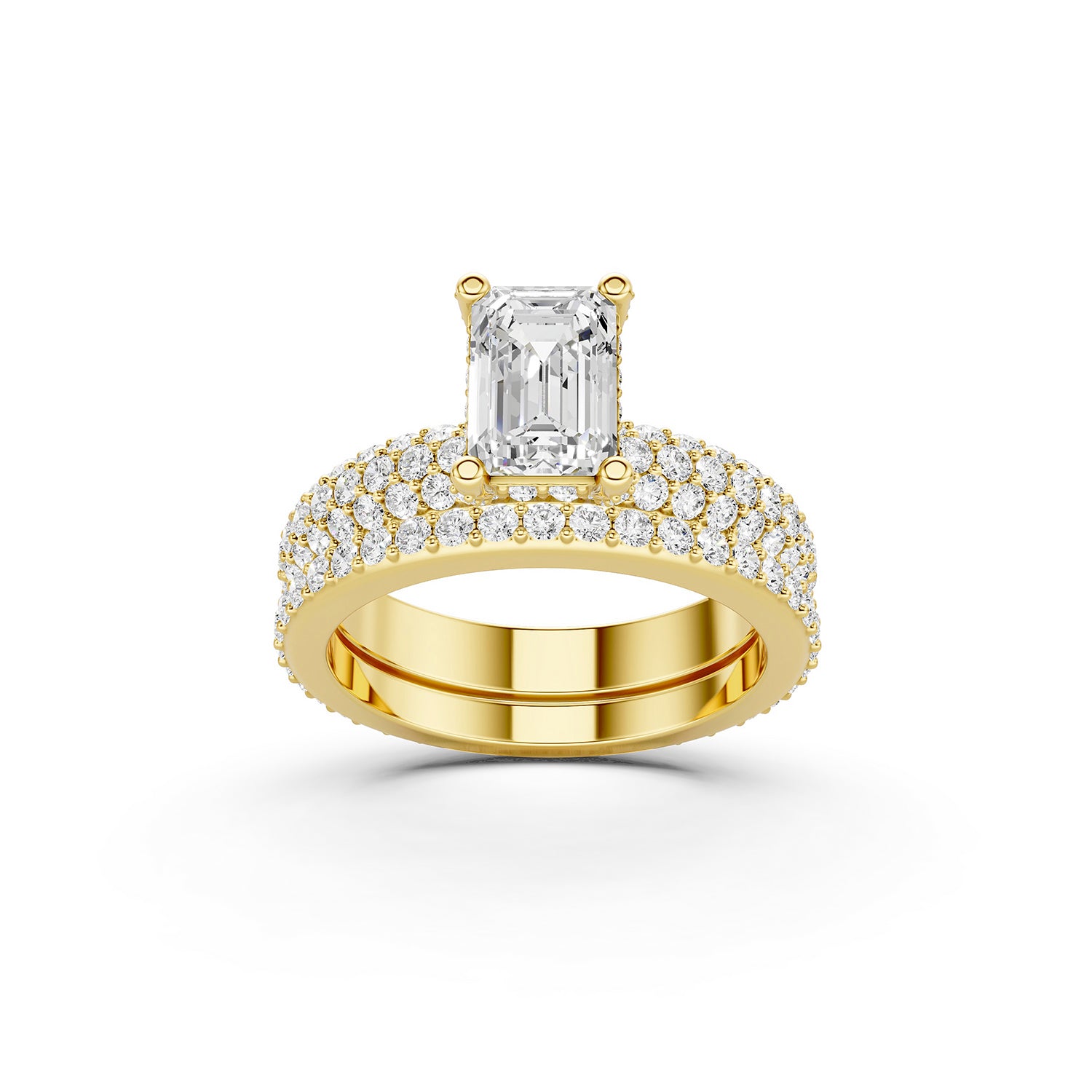 Emerald Cut Lab-Grown Diamond Bridal Ring Set