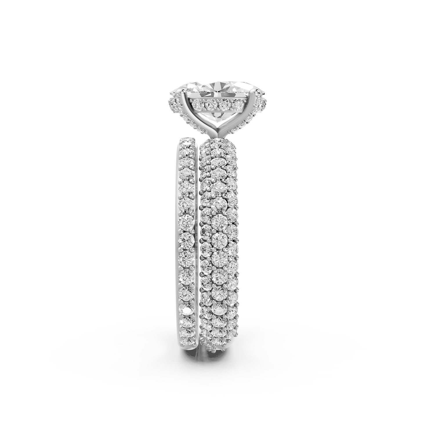 Oval Cut Lab-Grown Diamond Multi-Row Pavé Engagement Ring