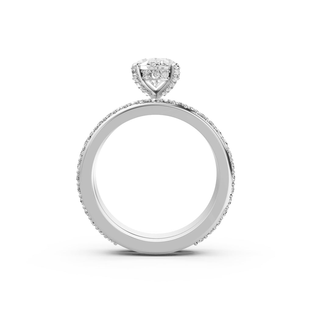 Oval Cut Lab-Grown Diamond Multi-Row Pavé Engagement Ring