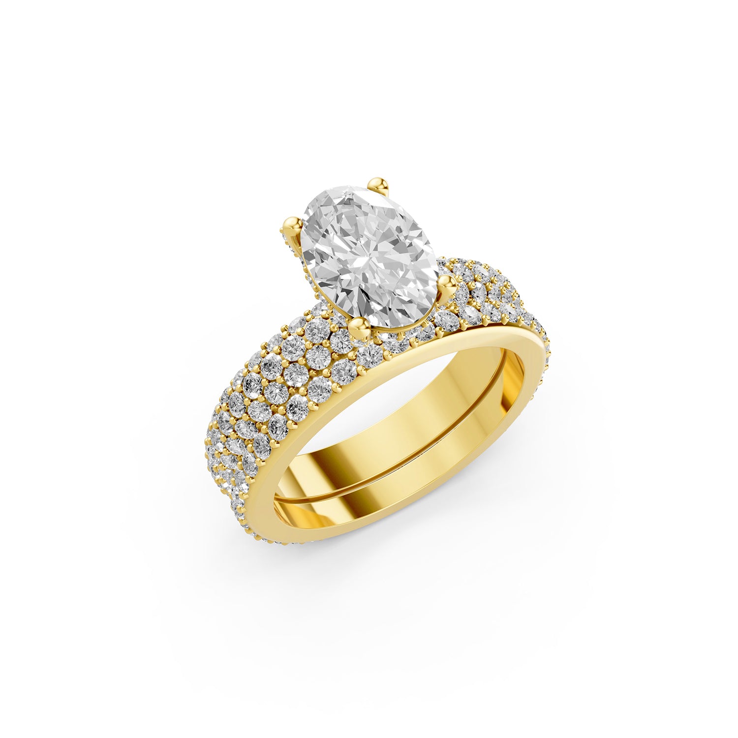 Oval Cut Lab-Grown Diamond Multi-Row Pavé Engagement Ring