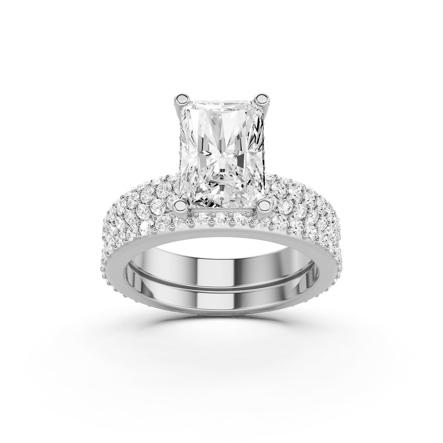 Emerald Cut Lab-Grown Diamond Bridal Ring Set