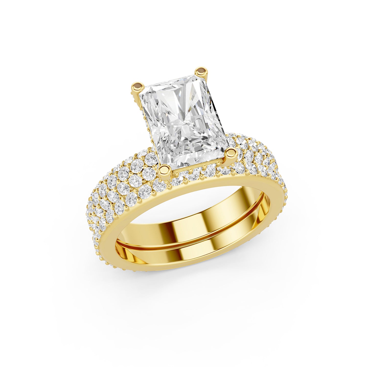 Emerald Cut Lab-Grown Diamond Bridal Ring Set