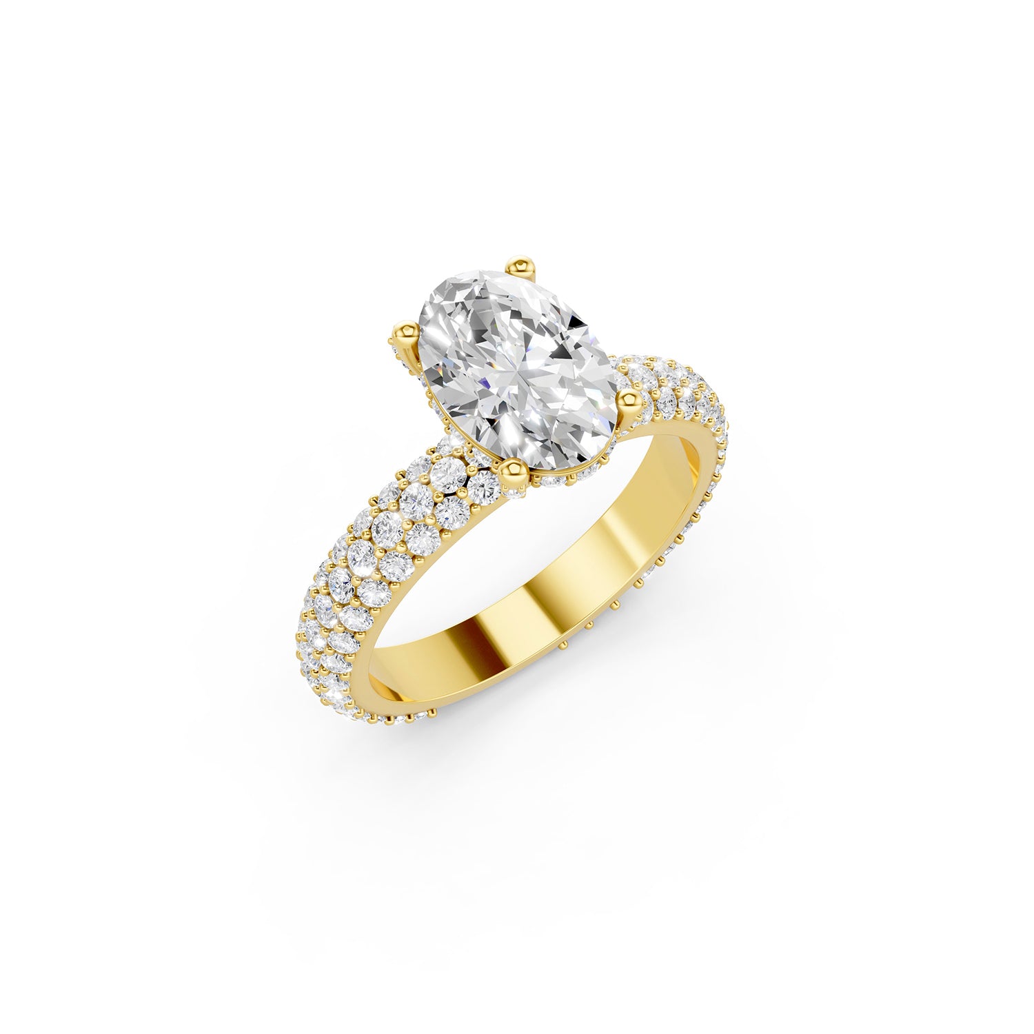 Oval Cut Lab-Grown Diamond Pavé Engagement Ring
