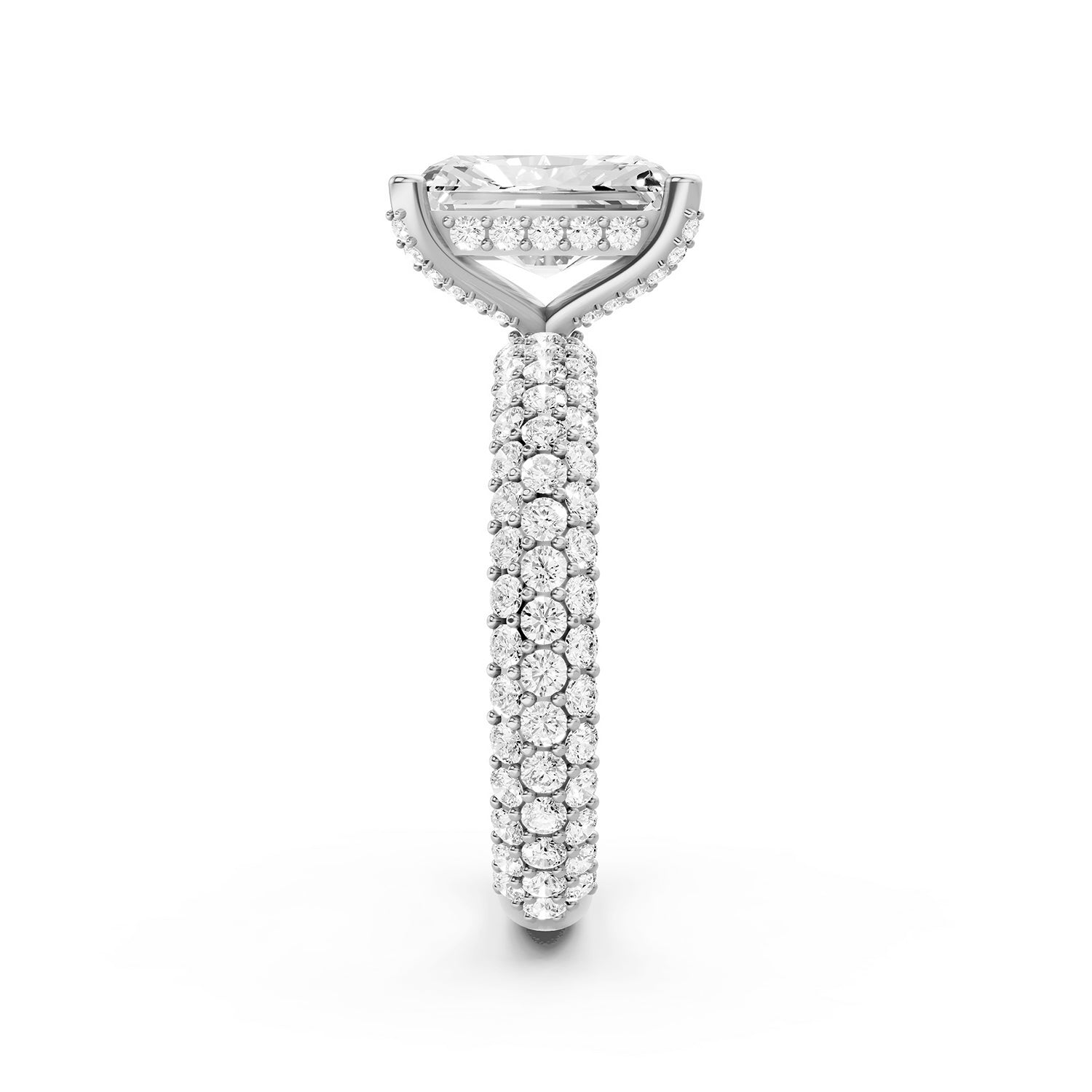 Emerald Cut Lab-Grown Diamond Hidden Halo Engagement Ring