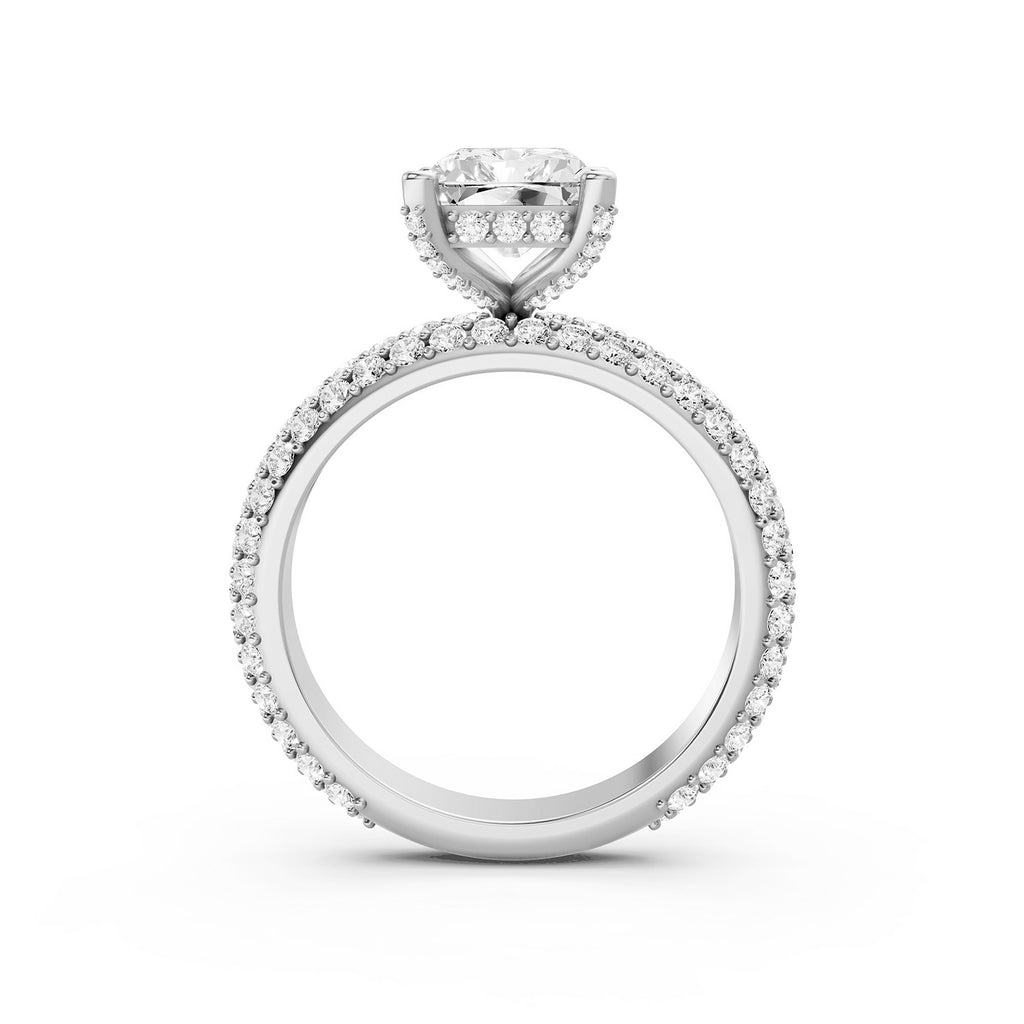 Emerald Cut Lab-Grown Diamond Hidden Halo Engagement Ring