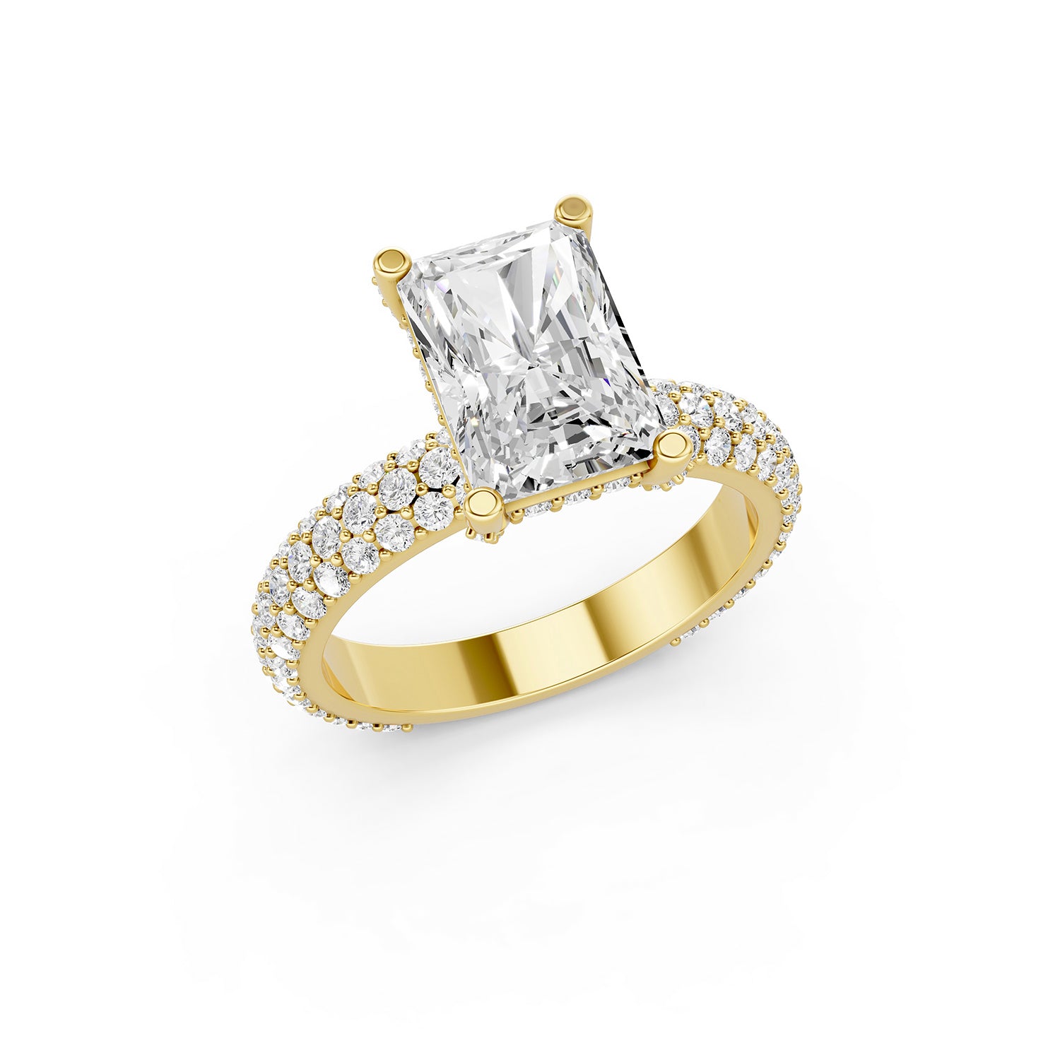 Emerald Cut Lab-Grown Diamond Hidden Halo Engagement Ring