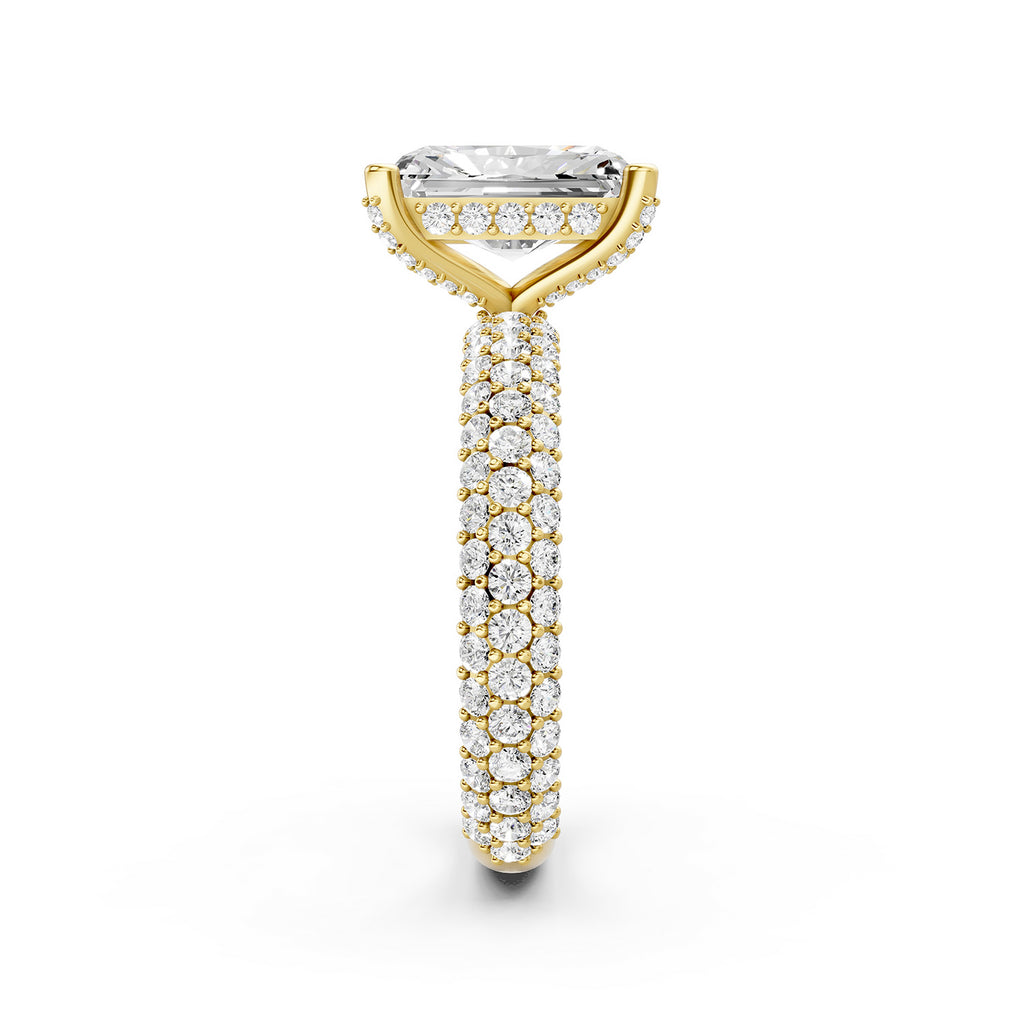 Emerald Cut Lab-Grown Diamond Hidden Halo Engagement Ring