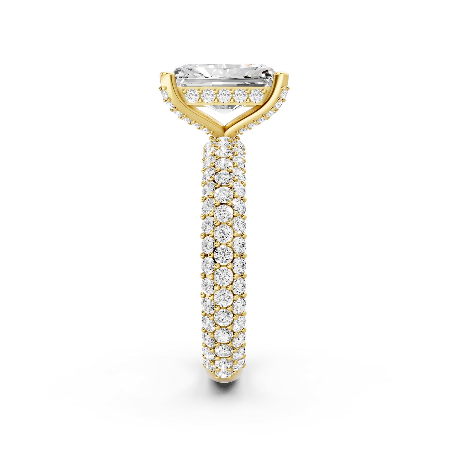 Emerald Cut Lab-Grown Diamond Hidden Halo Engagement Ring