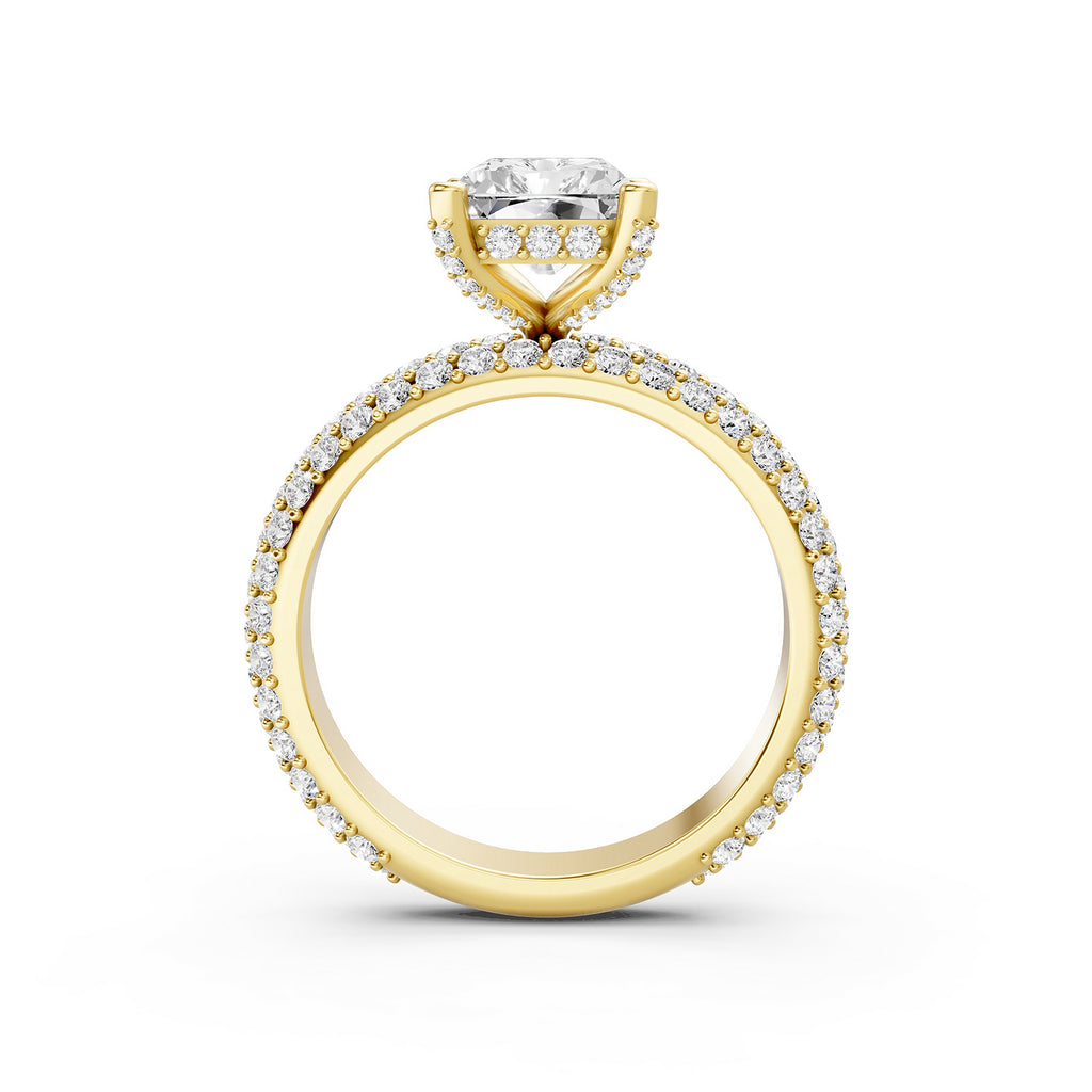 Emerald Cut Lab-Grown Diamond Hidden Halo Engagement Ring