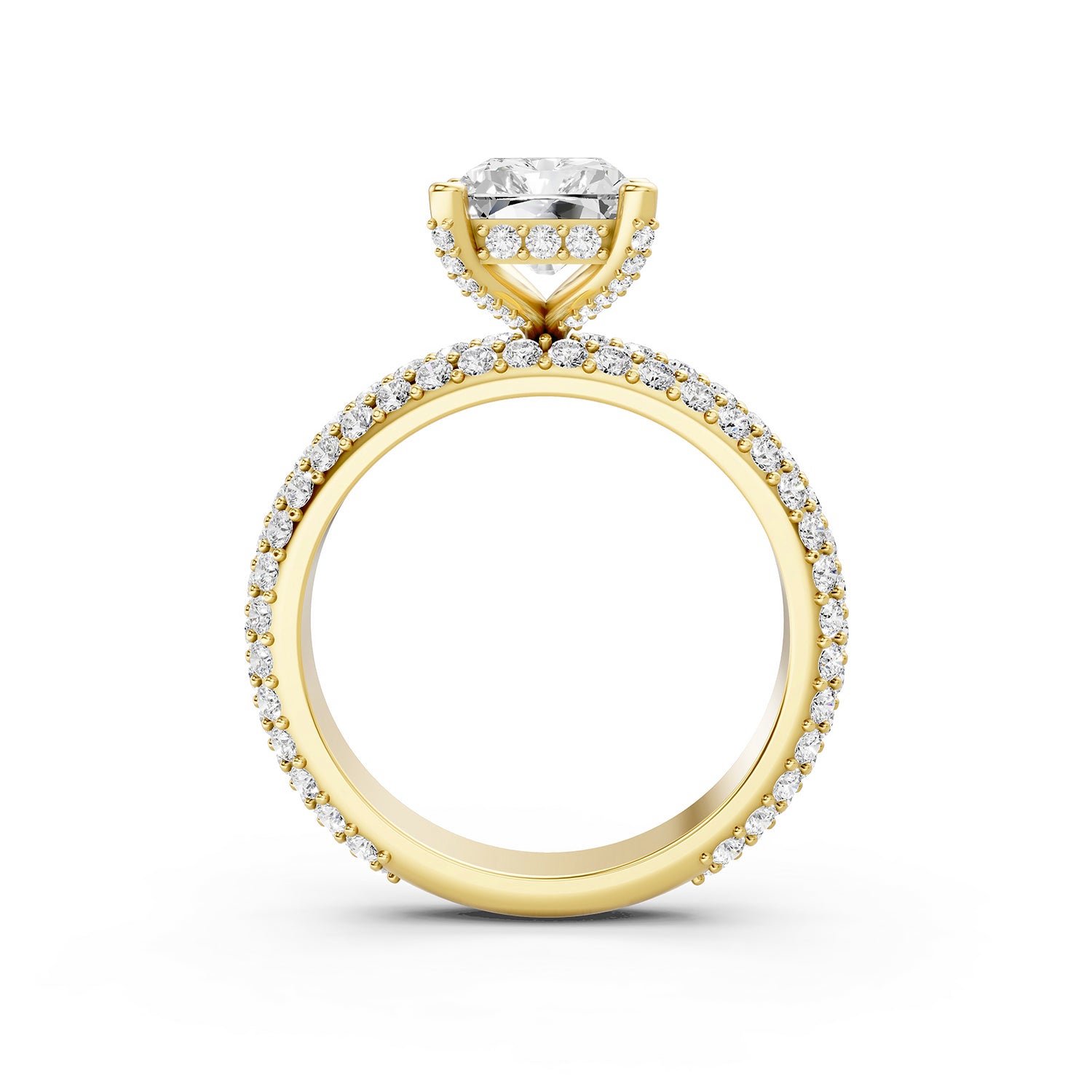 Emerald Cut Lab-Grown Diamond Hidden Halo Engagement Ring