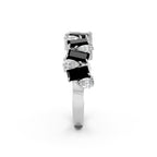 Black Emerald Cut &amp; Pear Shape Lab-Grown Diamond Band Ring