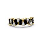 Black Emerald Cut &amp; Pear Shape Lab-Grown Diamond Band Ring