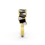 Black Emerald Cut &amp; Pear Shape Lab-Grown Diamond Band Ring