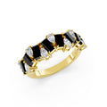 Black Emerald Cut &amp; Pear Shape Lab-Grown Diamond Band Ring