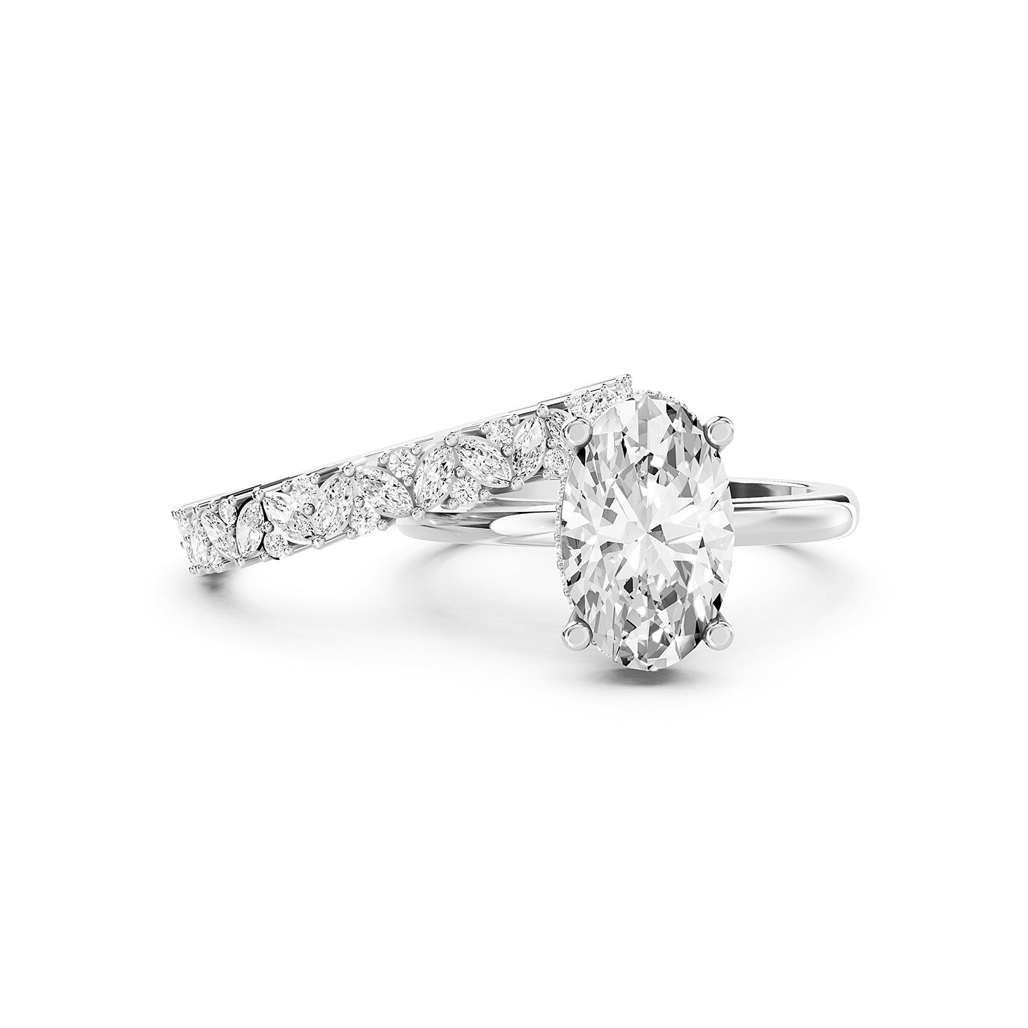 Oval Cut Lab-Grown Diamond Bridal Ring Set