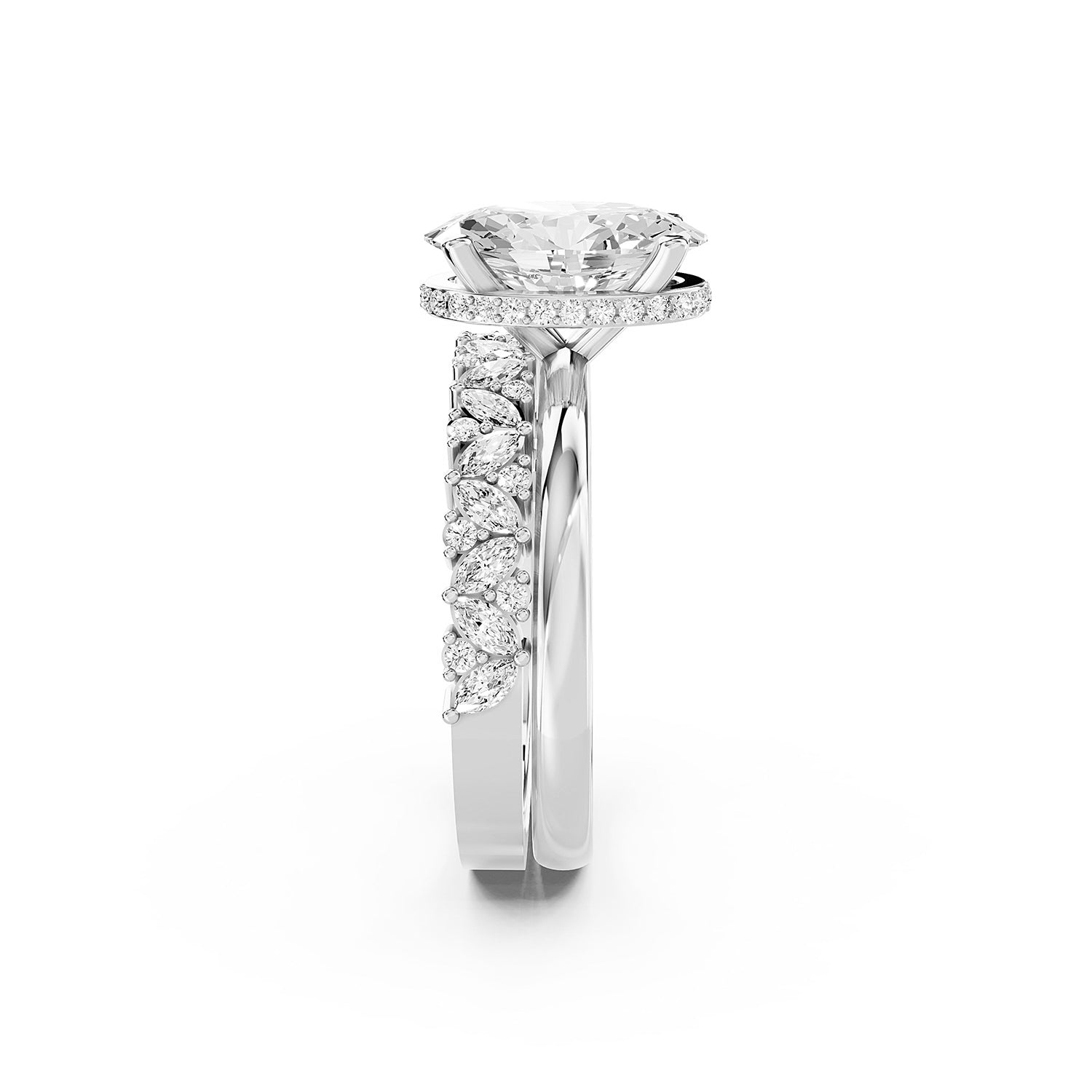 Oval Cut Lab-Grown Diamond Bridal Ring Set