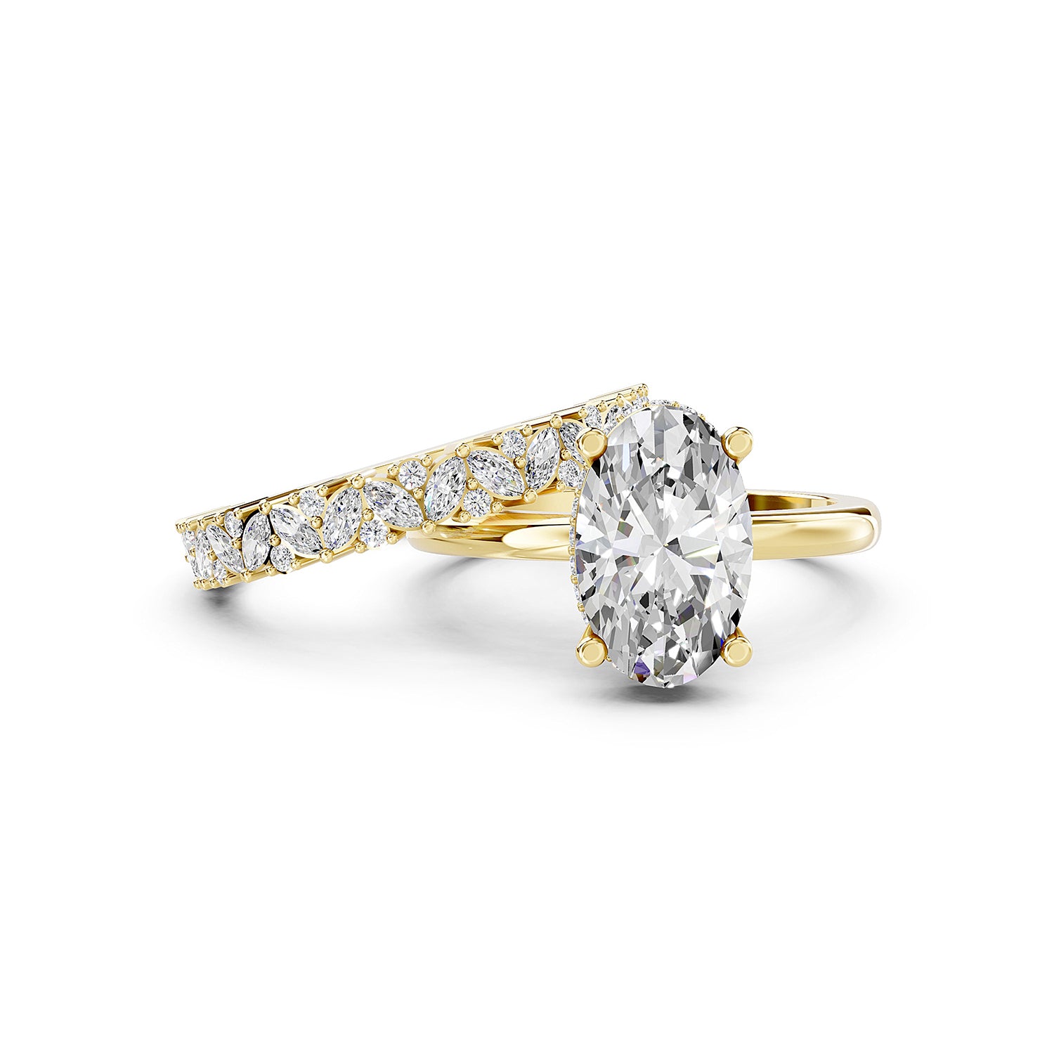 Oval Cut Lab-Grown Diamond Bridal Ring Set