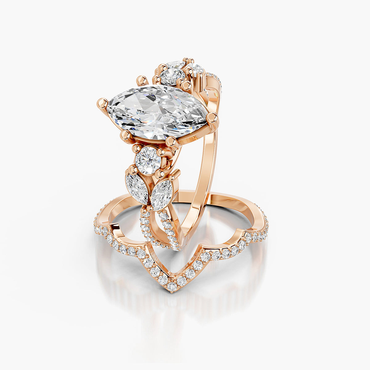 Marquise Cut Lab-Grown Diamond Bridal Ring Set