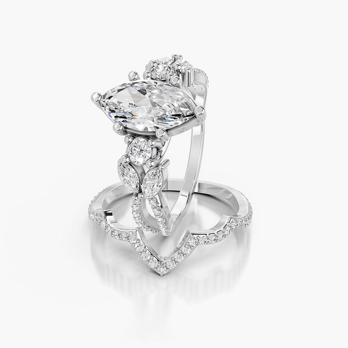 Marquise Cut Lab-Grown Diamond Bridal Ring Set