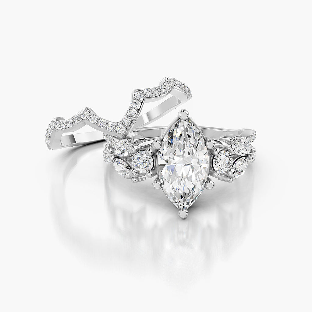 Marquise Cut Lab-Grown Diamond Bridal Ring Set
