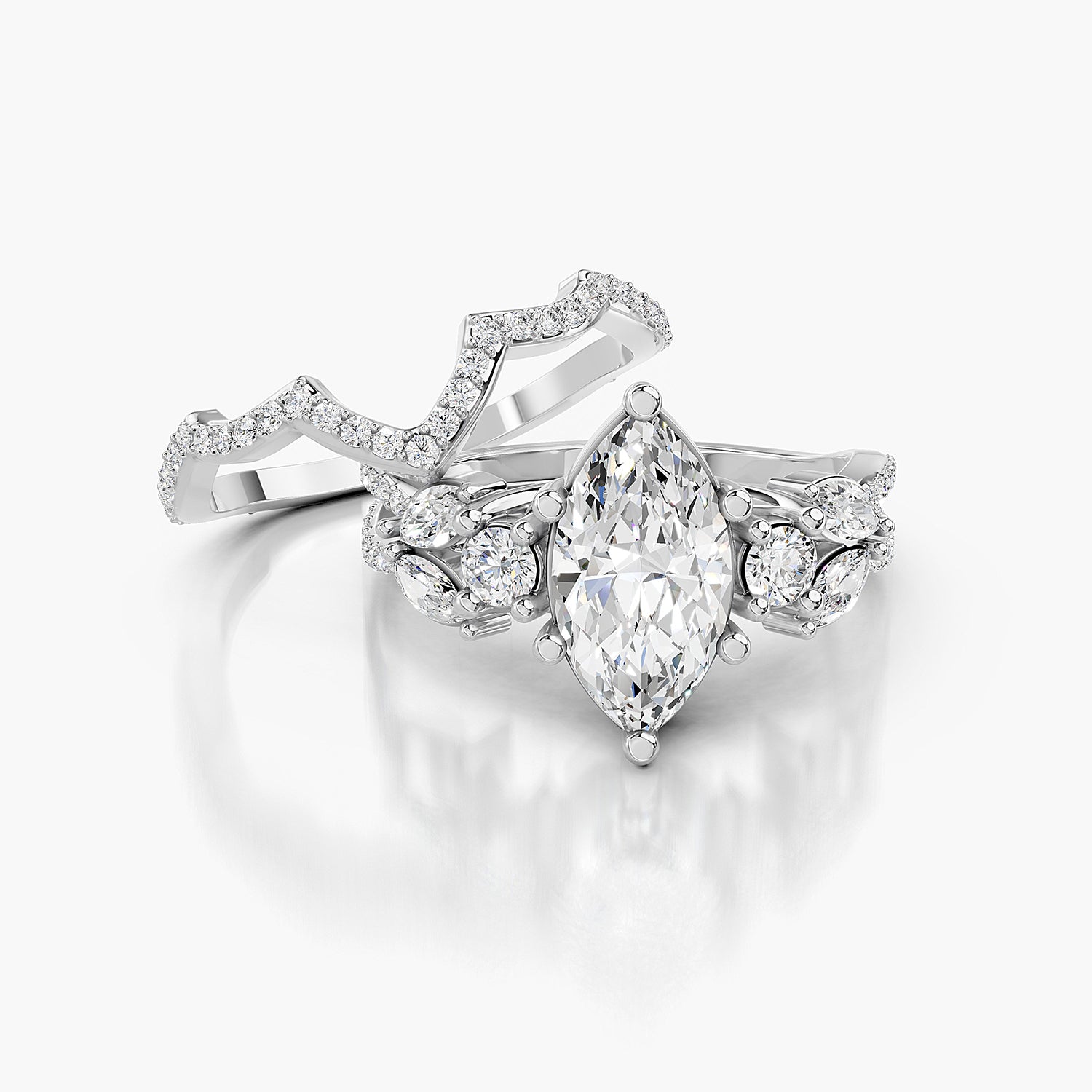 Marquise Cut Lab-Grown Diamond Bridal Ring Set