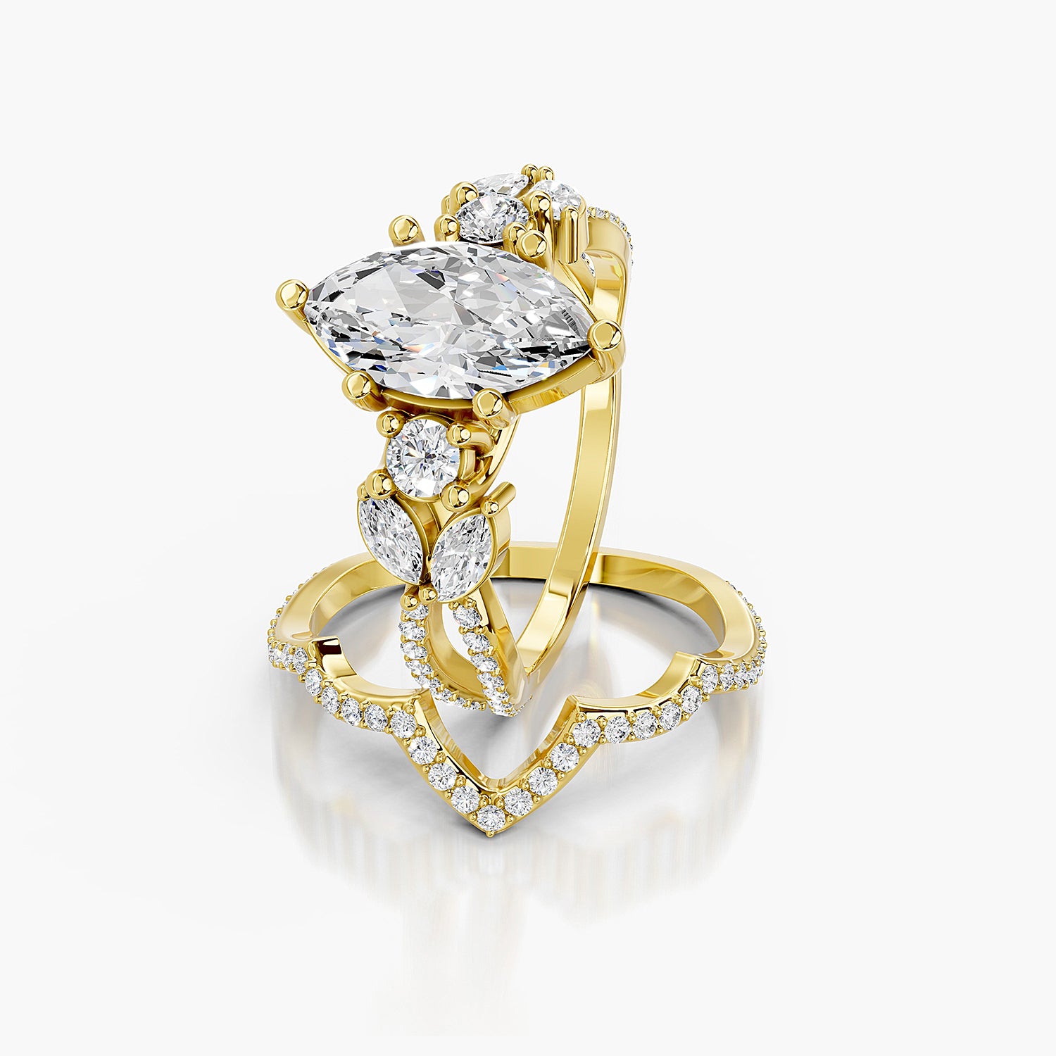 Marquise Cut Lab-Grown Diamond Bridal Ring Set