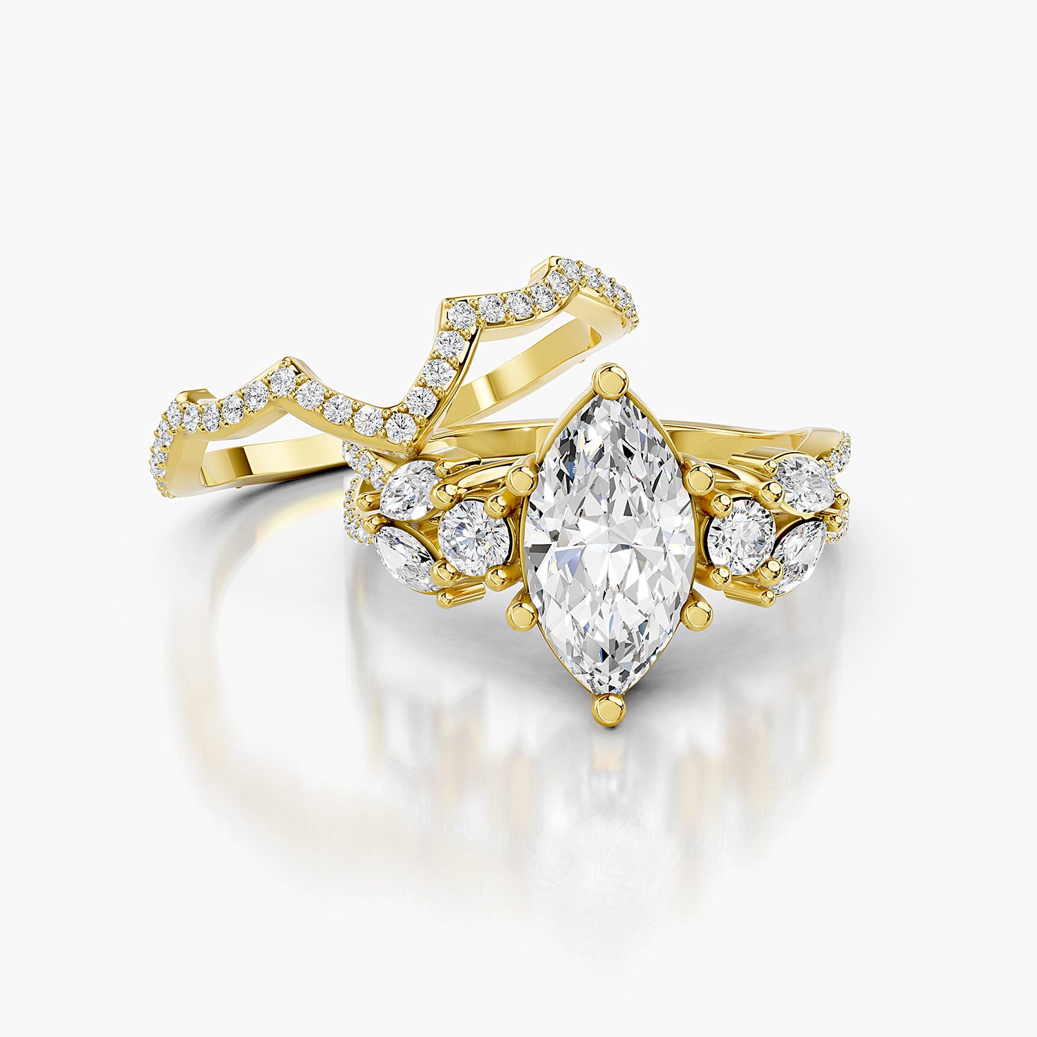 Marquise Cut Lab-Grown Diamond Bridal Ring Set