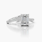 Emerald Cut Lab-Grown Diamond Halo Bridal Ring Set