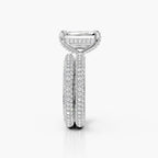 Emerald Cut Lab-Grown Diamond Halo Bridal Ring Set