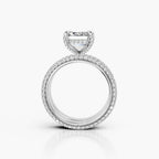Emerald Cut Lab-Grown Diamond Halo Bridal Ring Set