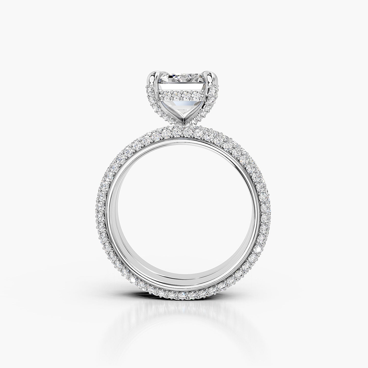 Emerald Cut Lab-Grown Diamond Halo Bridal Ring Set