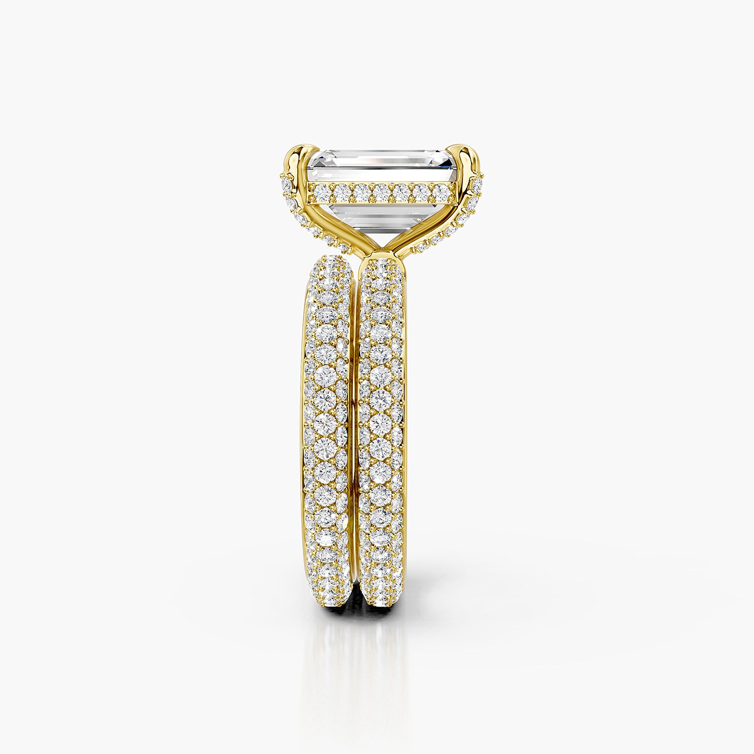 Emerald Cut Lab-Grown Diamond Halo Bridal Ring Set