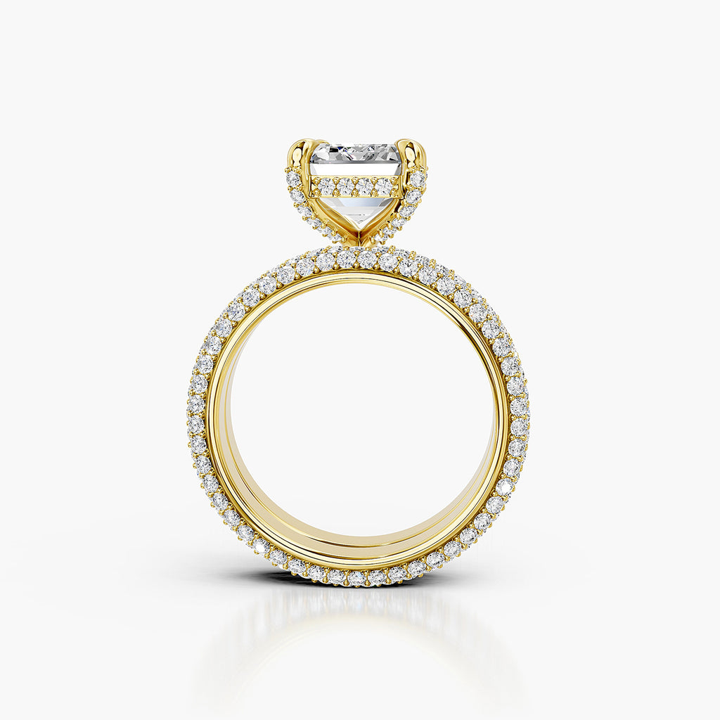 Emerald Cut Lab-Grown Diamond Halo Bridal Ring Set